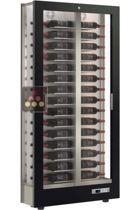 Multi-temperature wine display cabinet for service and storage - 36cm deep - 3 glazed sides - Without cladding