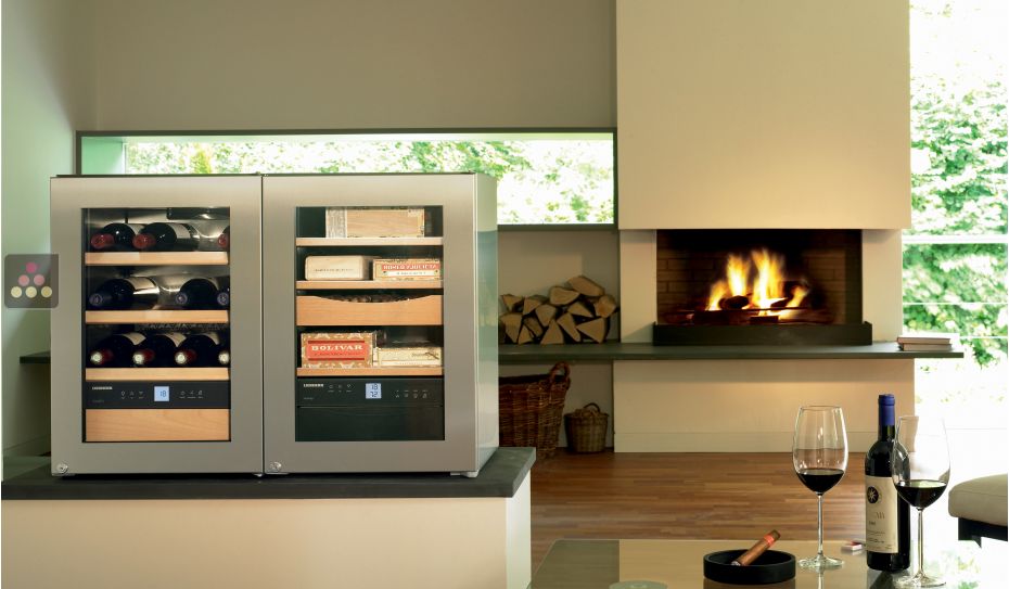 Combined Cigar Humidor with temperature and humidity control and wine cabinet
