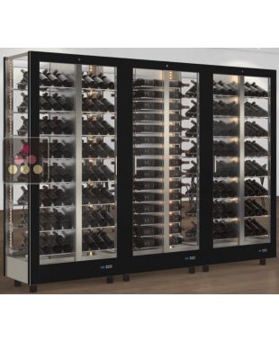 Combination of 3 professional multi-purpose wine display cabinet - 4 glazed sides - Magnetic and interchangeable cover CALICE DESIGN
