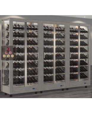 Combination of 3 professional multi-purpose wine display cabinet - 4 glazed sides - Magnetic and interchangeable cover CALICE DESIGN
