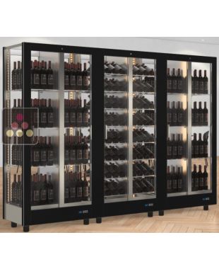 Combination of 3 professional multi-purpose wine display cabinet - 4 glazed sides - Magnetic and interchangeable cover CALICE DESIGN