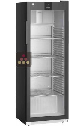 Black forced-air commercial refrigerator - Glass door with side LED light - 250L