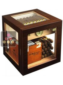 Walnut compact glass cube humidor  Adorini
