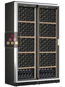 Built-in combination of 2 single temperature wine cabinets with sliding doors CALICE