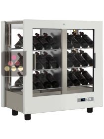 Professional multi-temperature wine display cabinet - 4 glazed sides - Inclined bottles - Without cladding CALICE DESIGN