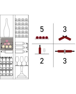 Standard interior set-up for 53cm deep display cabinet with sliding doors CALICE DESIGN