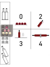 Standard interior set-up for 36cm deep unit, 1 or 3 glass sides CALICE DESIGN