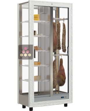 Refrigerated display cabinet for cheese and cured meat presentation - 4 glazed sides - Without cladding CALICE DESIGN