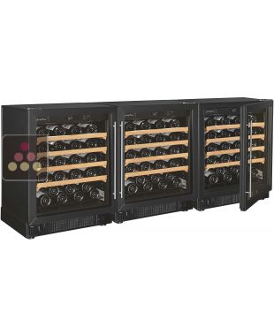 Combination of 3 single temperature wine ageing cabinet - Sliding shelves ARTEVINO