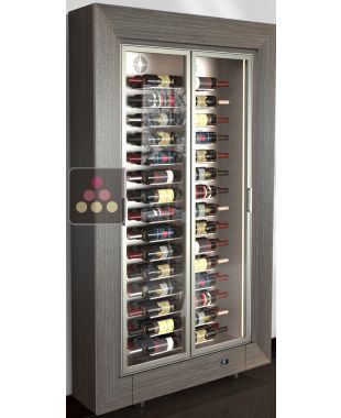 Freestanding multi-purpose wine display cabinet - P36cm - Horizontal bottles - Flat frame CALICE DESIGN