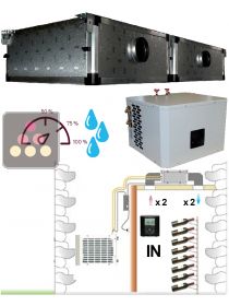 Air conditioner for wine cellar up to 2900W with water condensing unit, ducted evaporator and humidifier - Horizontal ducting FRIAX