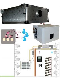 Air conditioner for wine cellar up to 1100W with water condensing unit, ducted evaporator and humidifier - Horizontal ducting FRIAX