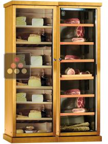 Freestanding combination of 2 refrigerated cabinets for cheese and/or cured meats preservation - Wood cladding CALICE