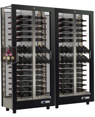 Combination of 2 professional multi-purpose wine display cabinet - 3 glazed sides - Magnetic and interchangeable cover CALICE DESIGN