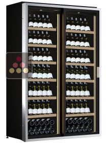 Freestanding combination of 2 single temperature wine cabinets - Sliding doors - Inclined bottles CALICE