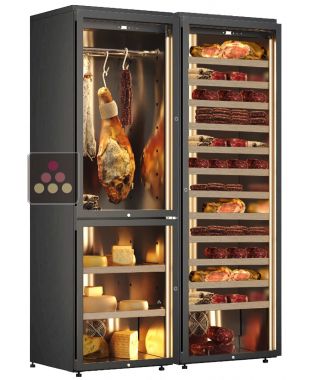 Freestanding combination of 2 cured meat and 1 cheese cabinets - Sliding shelves CALICE