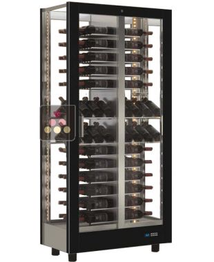 Multi-temperature wine display cabinet for storage and service - 4 glazed sides - Mixed shelves CALICE DESIGN