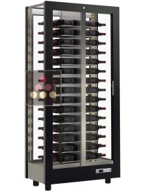 Professional multi-temperature wine display cabinet - 4 glazed sides - Horizontal bottles - Wooden cladding CALICE DESIGN