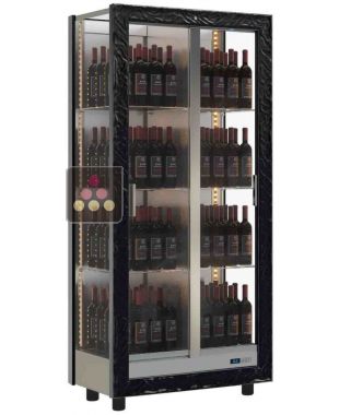 Professional multi-temperature wine display cabinet - 3 glazed sides - Vertical bottles - Wooden cladding CALICE DESIGN