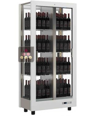 Professional multi-temperature wine display cabinet - 4 glazed sides - Vertical bottles - Wooden cladding CALICE DESIGN