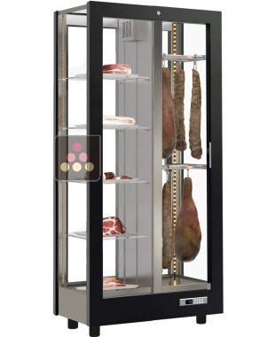 Refrigerated display cabinet for cured meat presentation - 4 glazed sides - Without cladding CALICE DESIGN