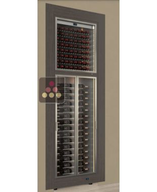 Double professional built-in wine display cabinet - Horizontal bottles - Straight frame CALICE DESIGN