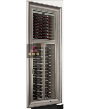 Double professional built-in wine display cabinet - Horizontal bottles - Curved frame CALICE DESIGN