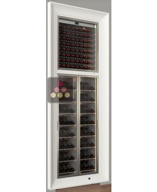 Double professional built-in wine display cabinet - Inclined bottles - Curved frame CALICE DESIGN