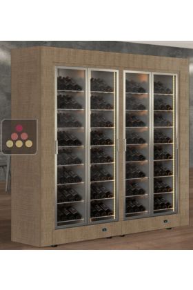 Combination of two professional multi-temperature wine display cabinets for central installation - Inclined bottles - Flat frames