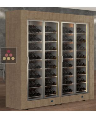 Combination of two professional multi-temperature wine display cabinets for central installation - Inclined bottles - Flat frames CALICE DESIGN