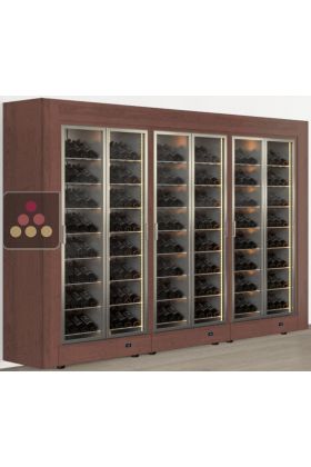 Freestanding combination of 3 professional multi-temperature wine display cabinets - Inclined bottles - Flat frame