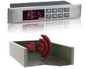 Active carbon filter + defrost cycle and other parameters optimized for domestic use + warm white LEDs instead of natural white + display of selected temperature